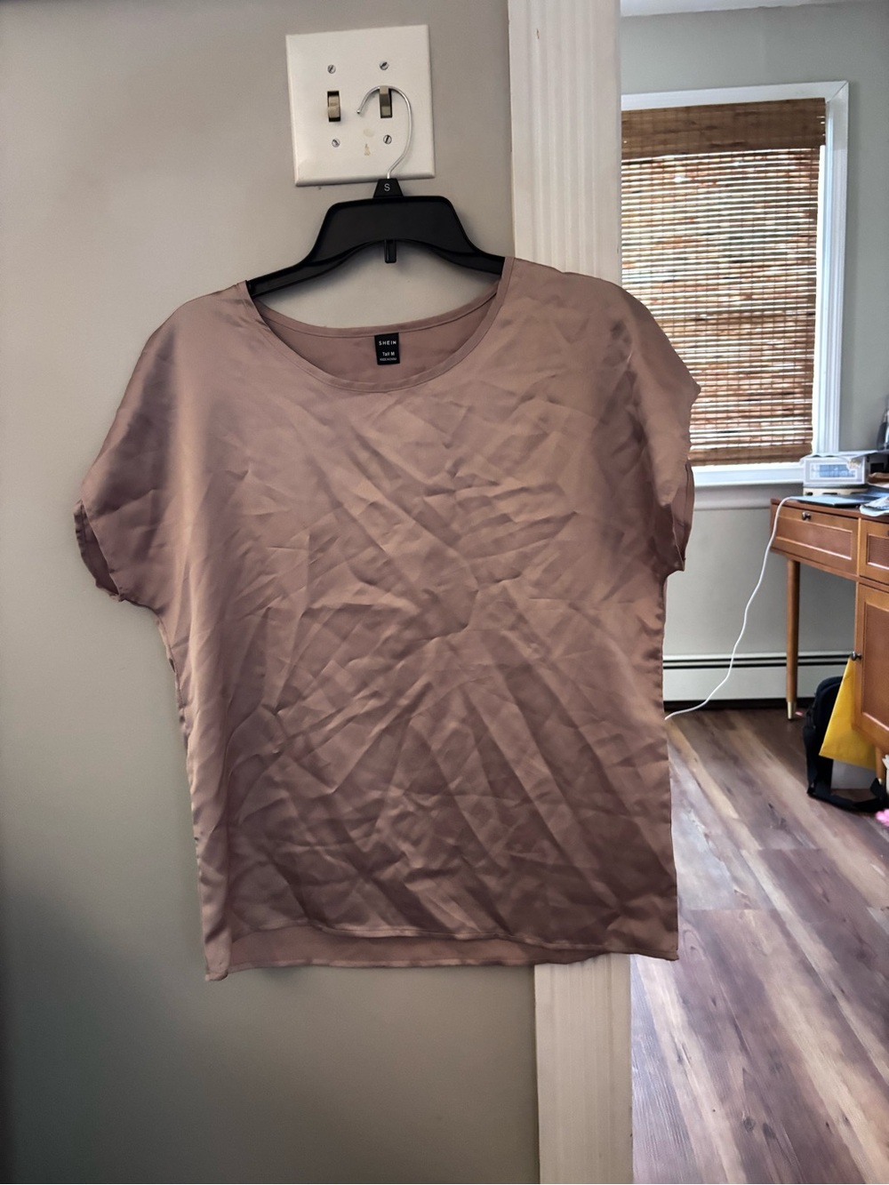 Bronze/Brown Short-Sleeve Silk Blend Tee